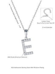 Silver E Initial Letters Or Alphabet Necklace With American Diamonds-4