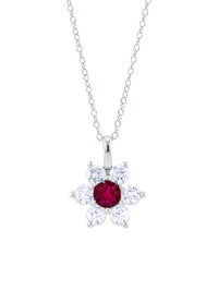 Ruby Star Pendant With Chain In 925 Silver