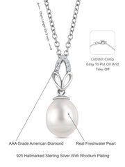 Three Leaf Design Pearl Pendant In 925 Sterling Silver-3