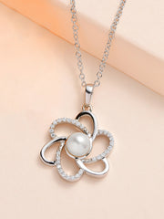 Accentuating Neckline with Silver Necklace