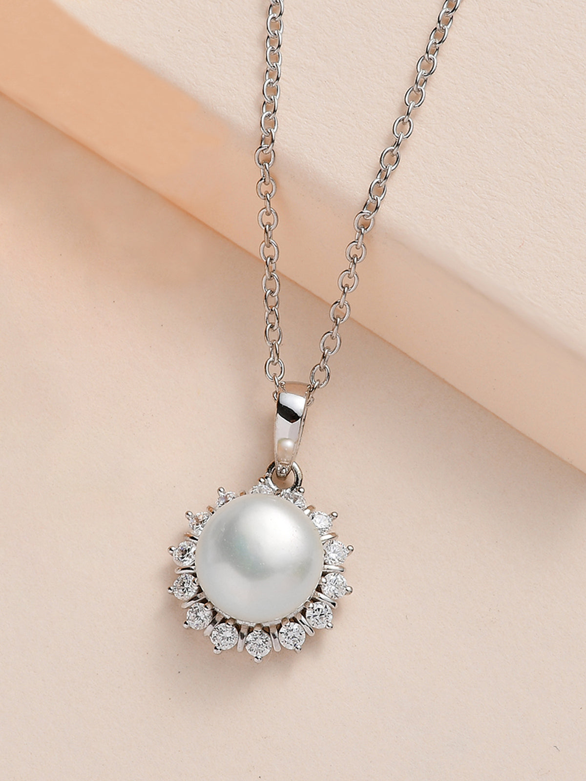 Silver Pearl Necklace By Ornate Jewels