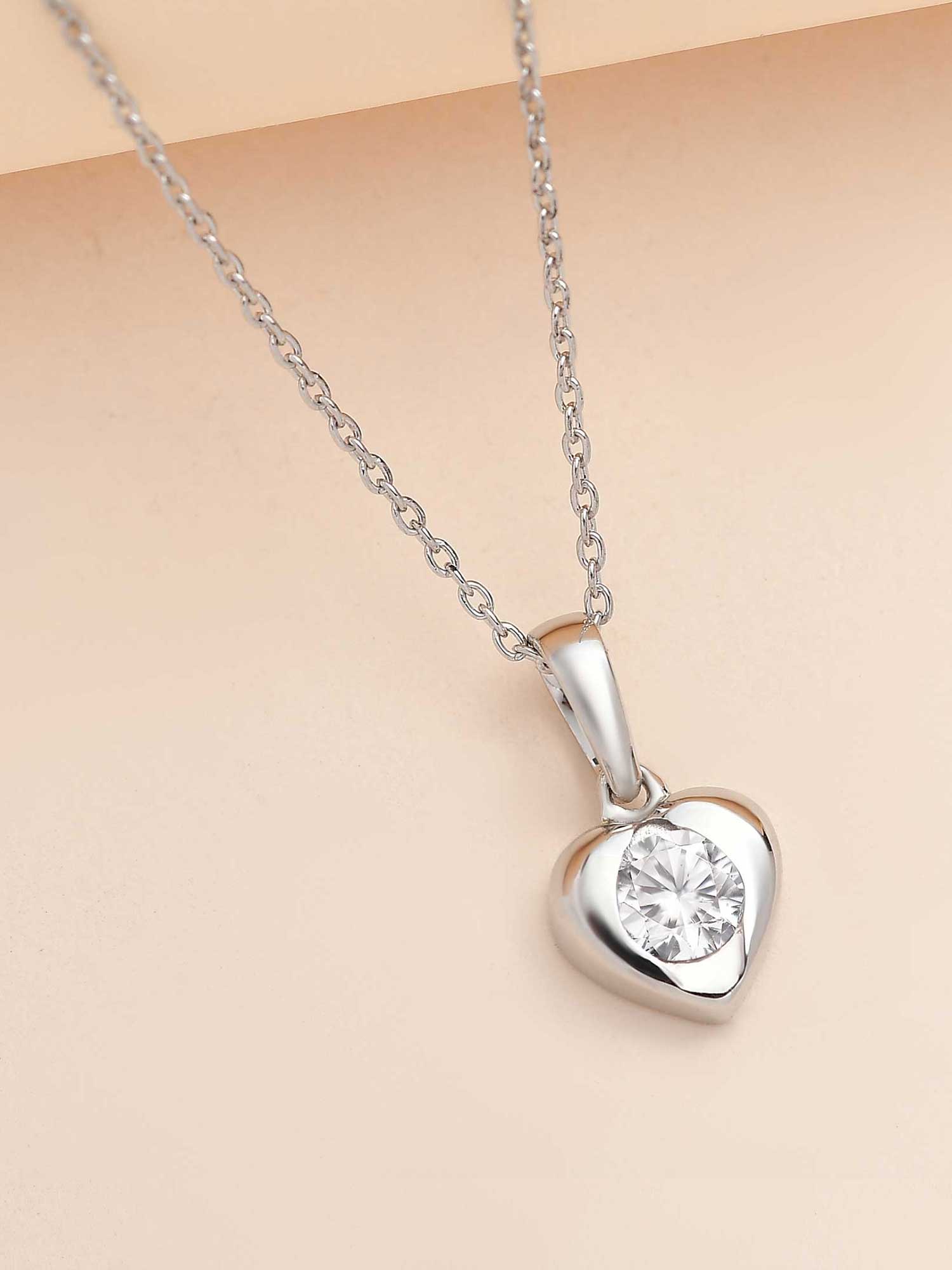 0.75 Carat Solitaire American Diamond Heart Pendant In 925 Silver