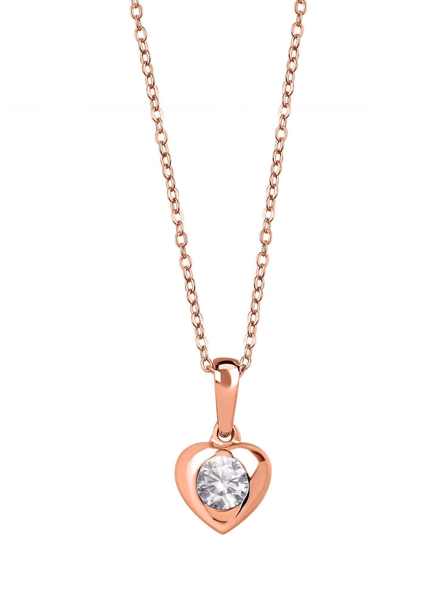 Rose Gold Plated 0.75 Carat Solitaire American Diamond Heart Pendant-3