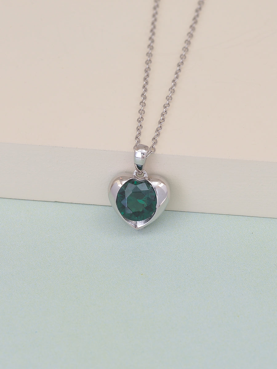 Green Heart Love Pendant With Chain