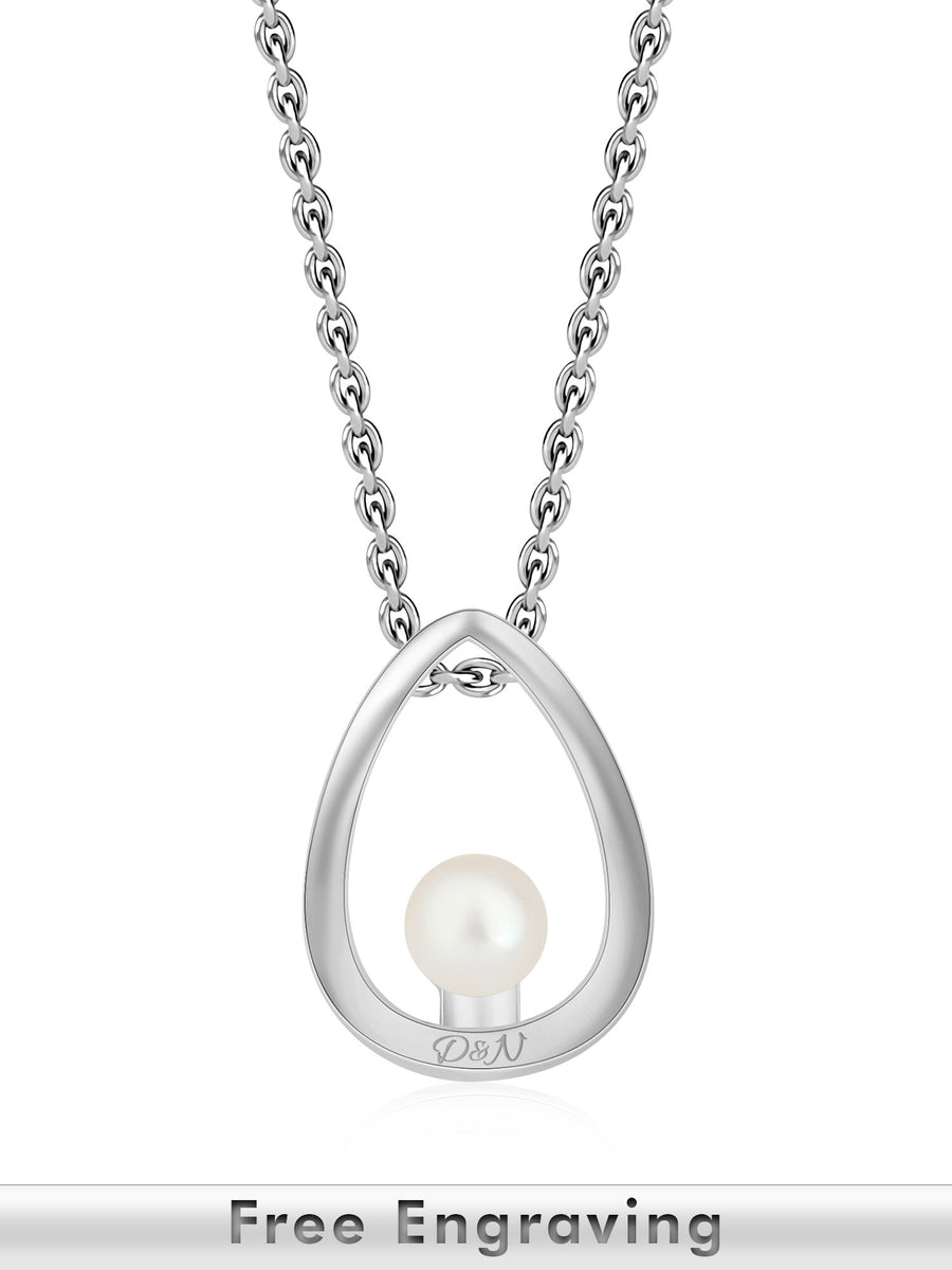 Natural Freshwater Pearl Solitaire Necklace In 925 Silver