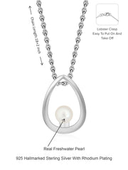 Natural Freshwater Pearl Solitaire Necklace In 925 Silver-3