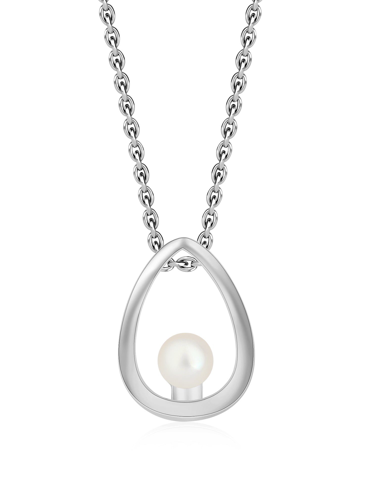 Natural Freshwater Pearl Solitaire Necklace In 925 Silver