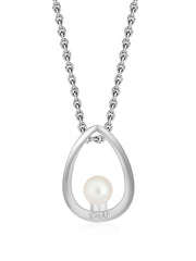 Natural Freshwater Pearl Solitaire Necklace In 925 Silver