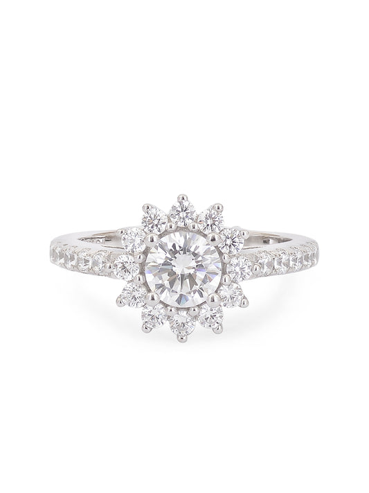 925 SILVER SOLITAIRE FLOWER RING FOR HER