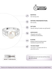 10mm Single Pearl 925 Silver Ring