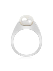 10Mm Single Pearl 925 Silver Ring-3