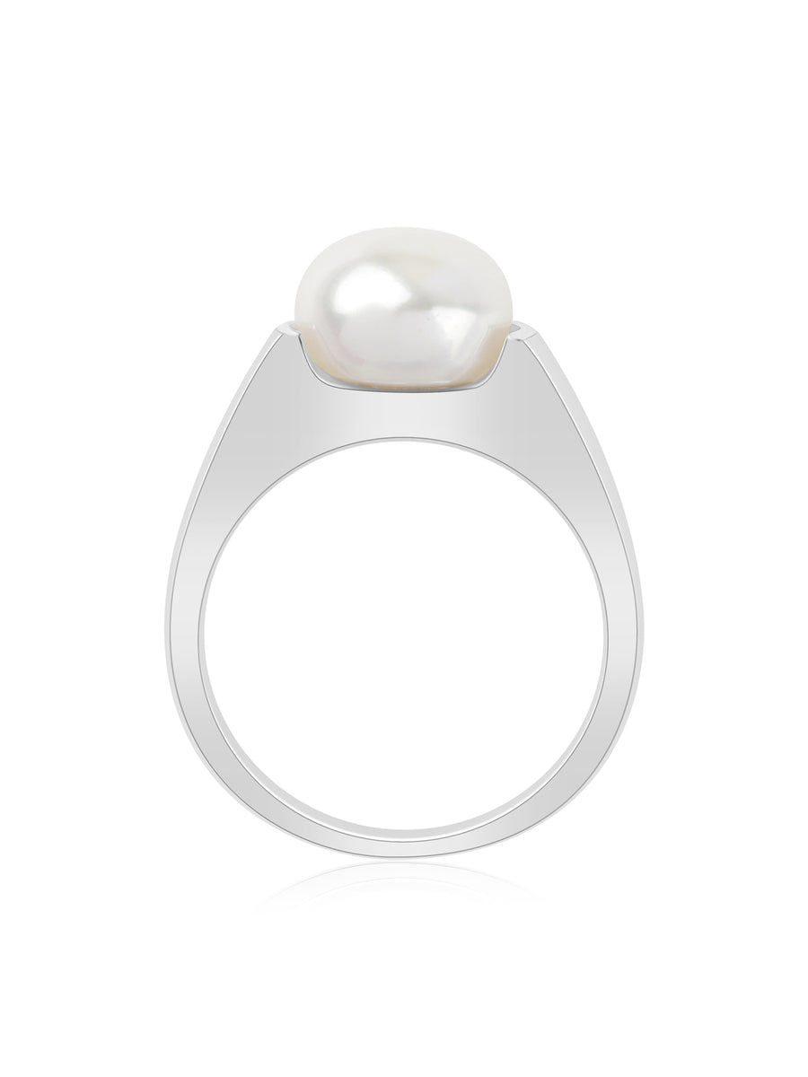 10Mm Single Pearl 925 Silver Ring-3