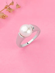 10Mm Single Pearl 925 Silver Ring