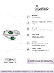 Leaf Design Emerald Silver Ring For Women-5