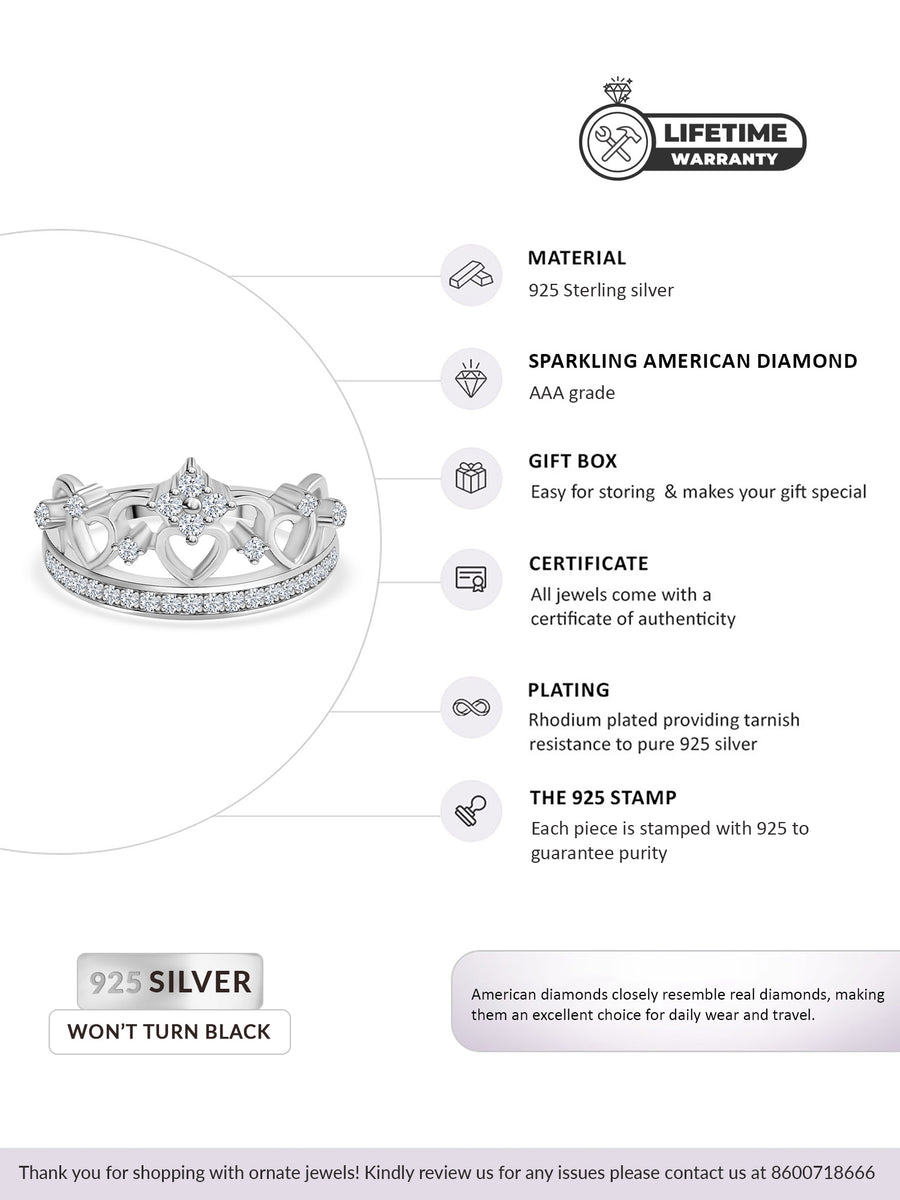 925 Silver Tiara Crown Ring