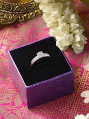 0.5 Carat Silver American Diamond Solitaire Ring