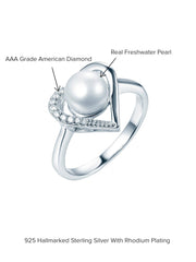 Pearl 925 Silver Heart Ring