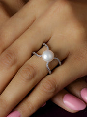 Freshwater Pure Pearl 925 Silver Ring-2