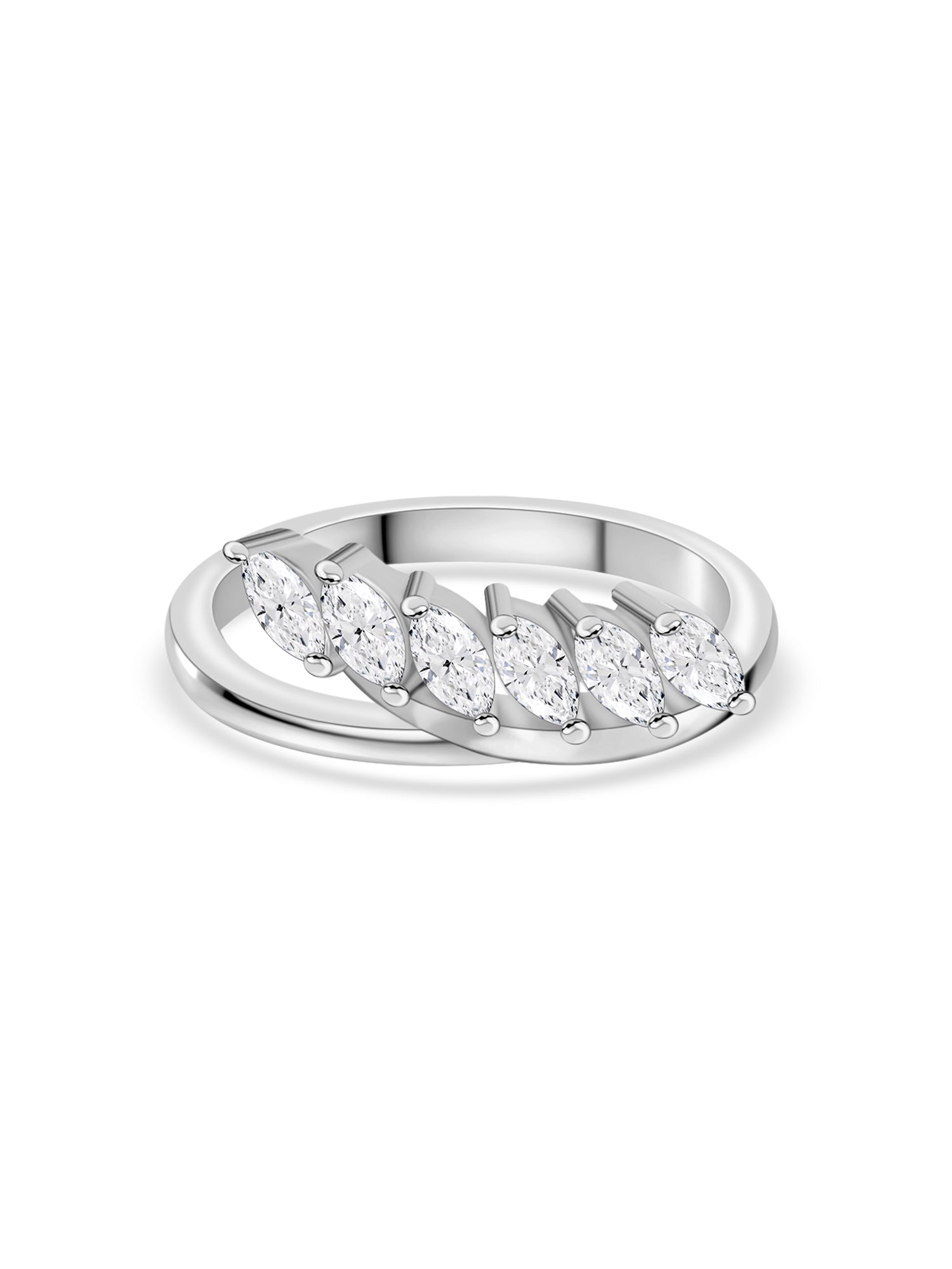 1 Carat Marquise Six Stone Silver Ring-3