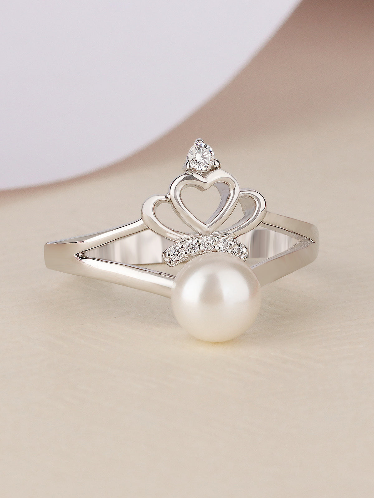 REAL FRESHWATER PEARL HEART SOLITAIRE RING IN 925 SILVER-10