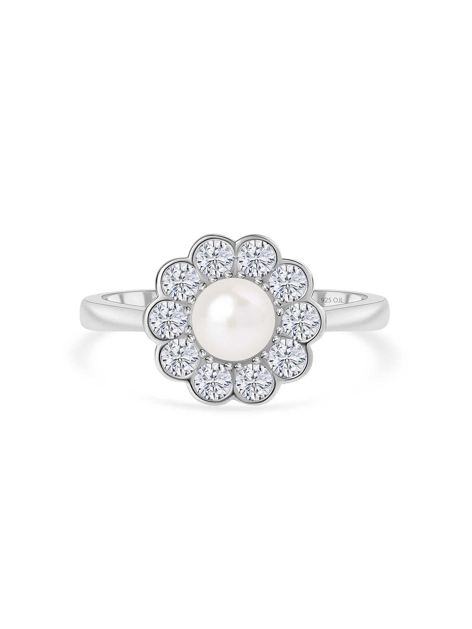 Silver Pearl Flower Ring-5