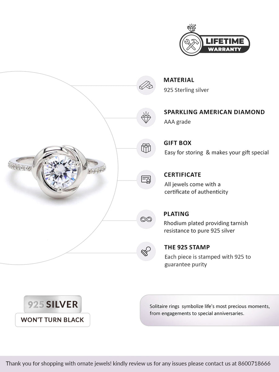 0.5 Carat American Diamond Solitaire Flower Ring-7