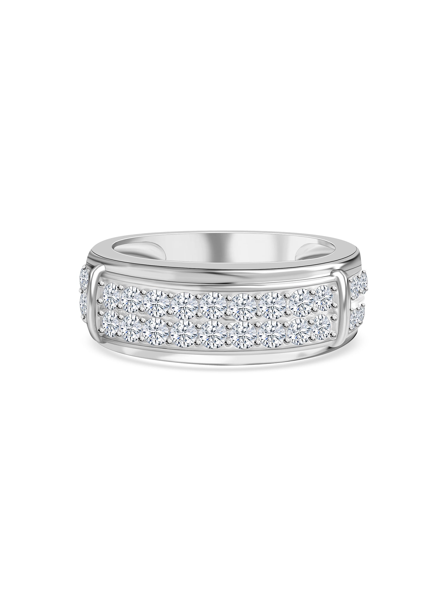 Silver Band Ring In American Diamond-1