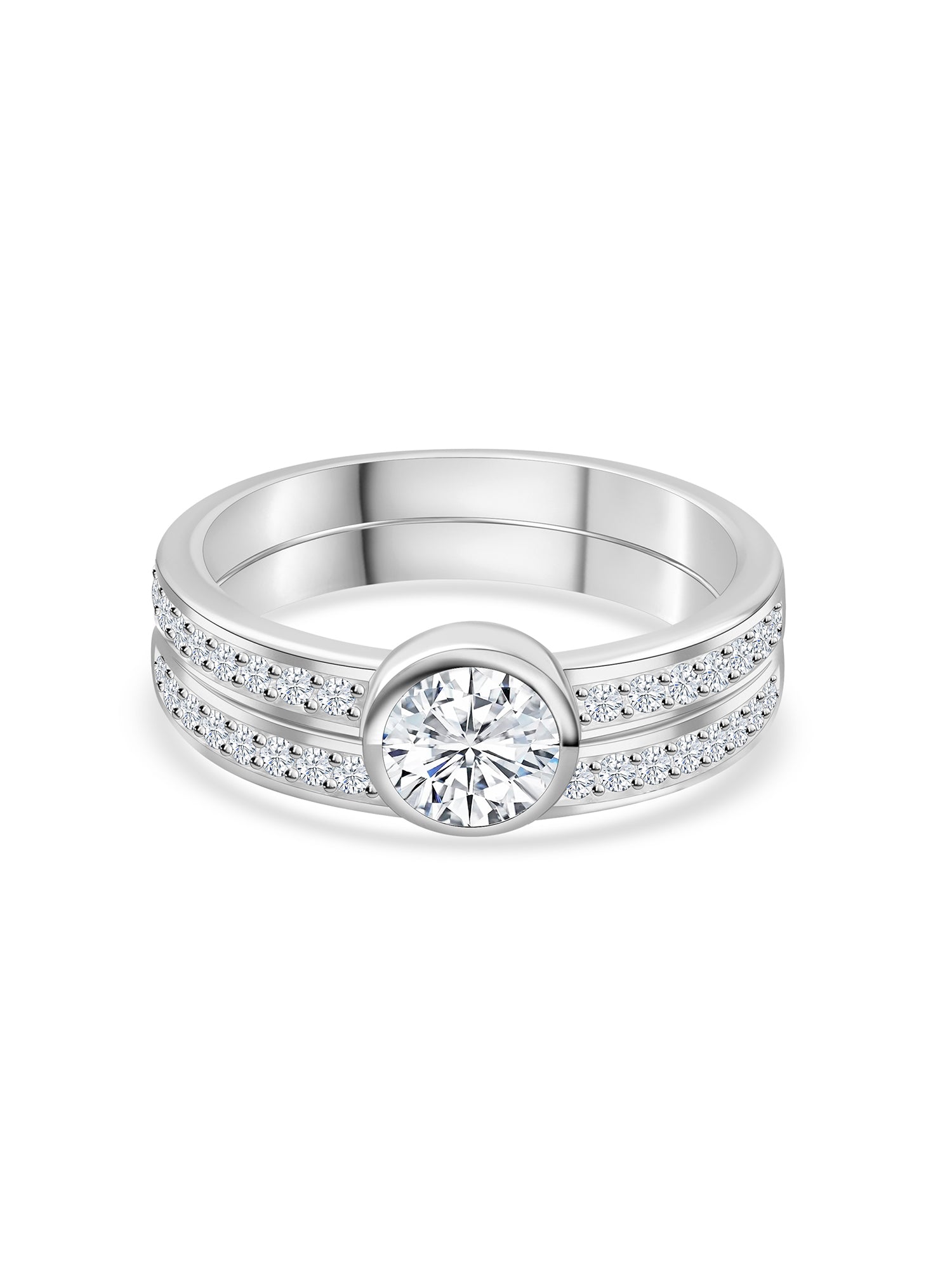 1 CARAT AMERICAN DIAMOND SOLITAIRE RING WITH A BAND-1
