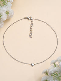My Heart Plain Silver Anklet