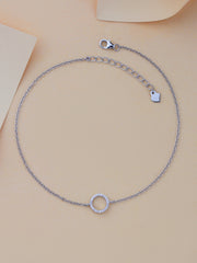 Love Circle Silver Anklet For Women-6