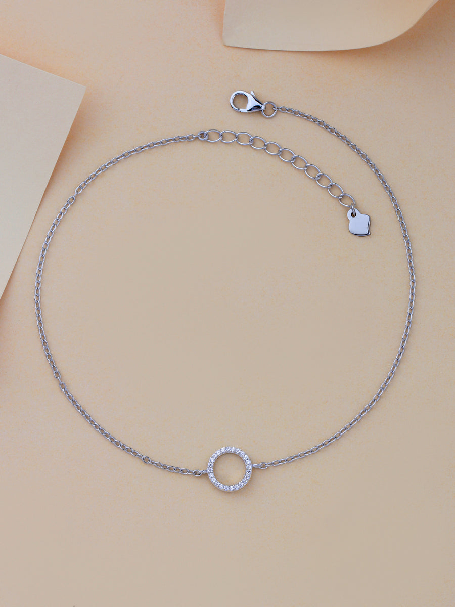 Love Circle Silver Anklet For Women-6