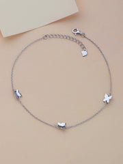 Butterfly Anklet For Women In Pure Silver-7