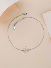 Single Butterfly Anklet In Pure Silver For Women-11