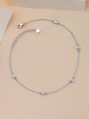 Solitaire Anklet For Women In Pure 925 Silver-8