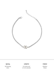 925 Sterling Silver Entwined Circle Anklet For Women-5