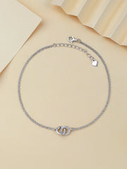 925 Sterling Silver Entwined Circle Anklet For Women