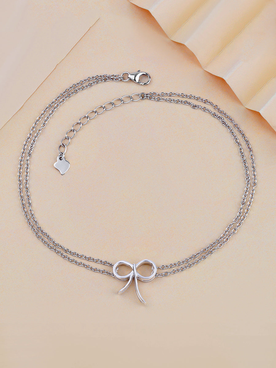 Trendy Bow Anklet For Women In Pure 925 Sterling Silver