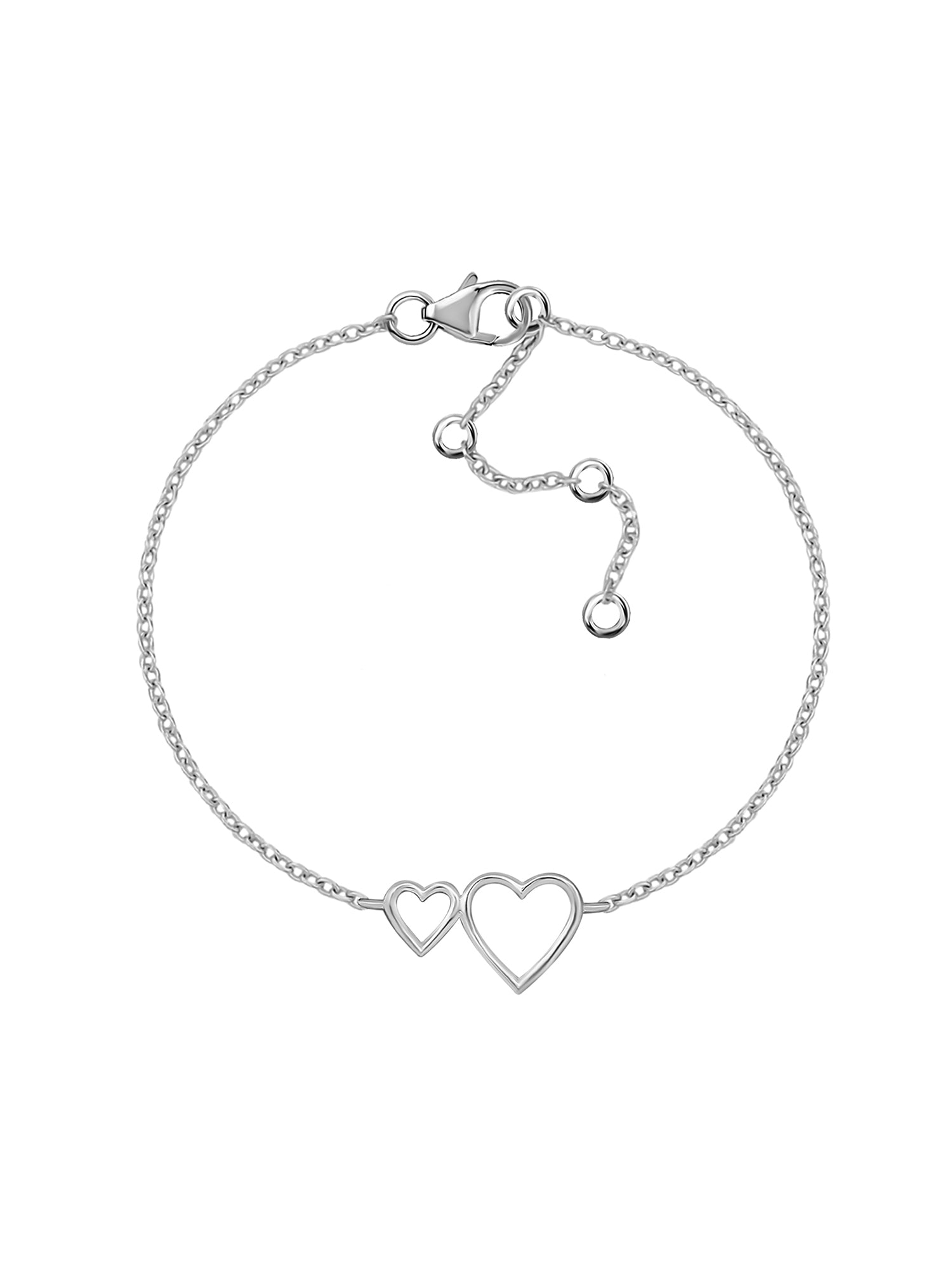 Two Hearts In Love Silver Bracelet-2