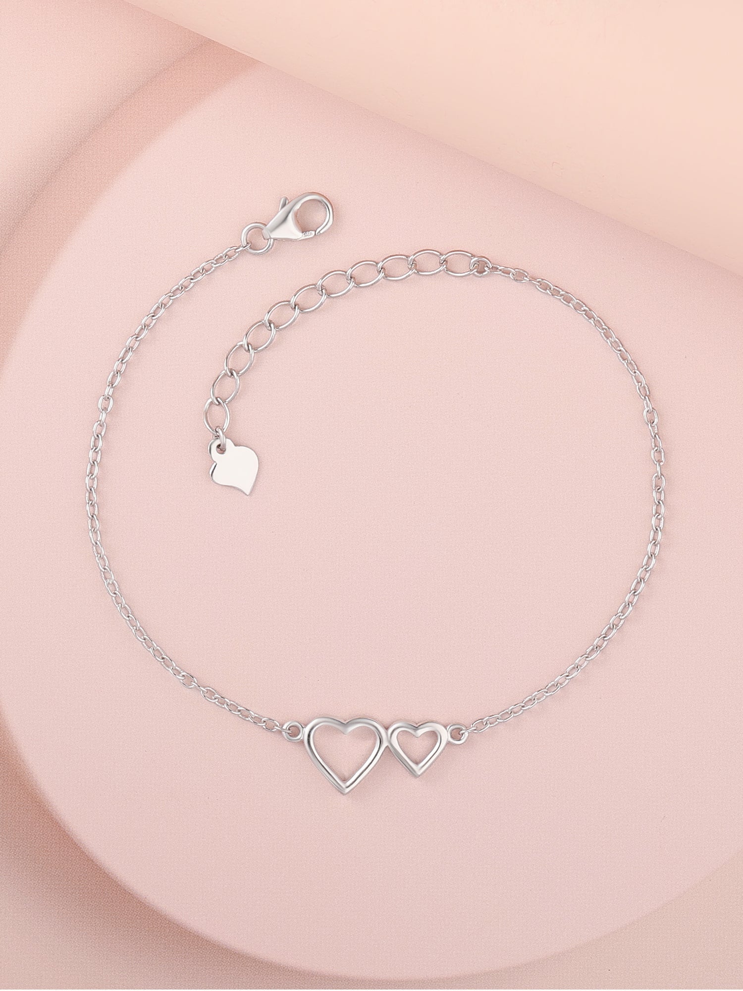 Two Hearts In Love Silver Bracelet