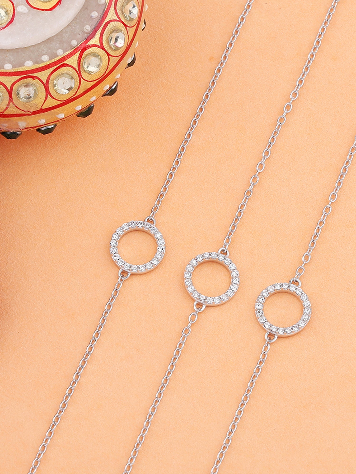 Set of 3 American Diamond Circle Bracelets