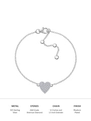 Sparkles Heart Design Silver Bracelet-5