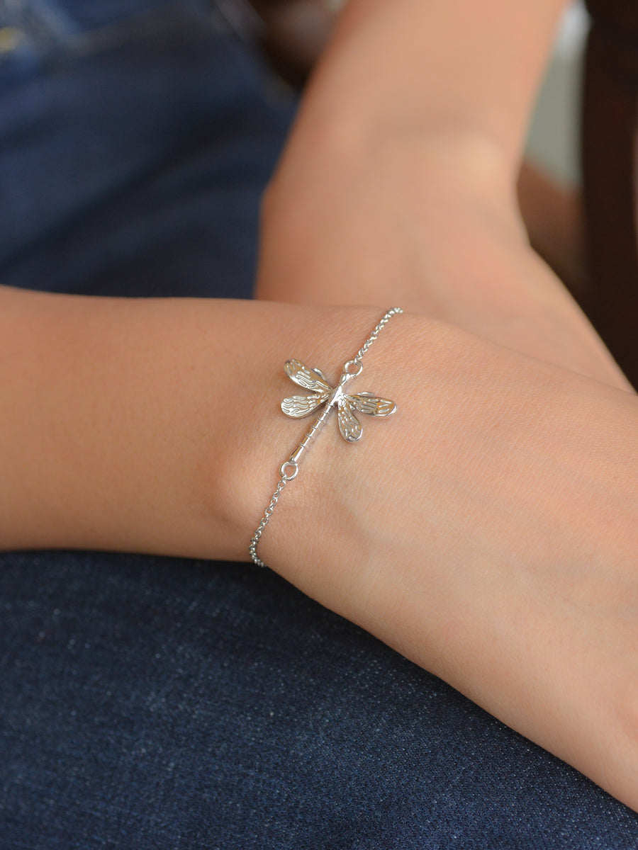 Pure 925 Sterling Silver Dragonfly Bracelet For Women