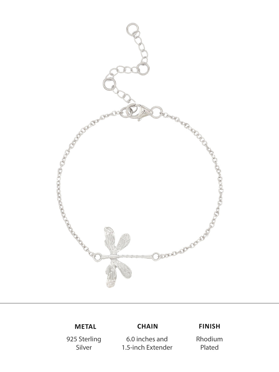 Pure 925 Sterling Silver Dragonfly Bracelet For Women