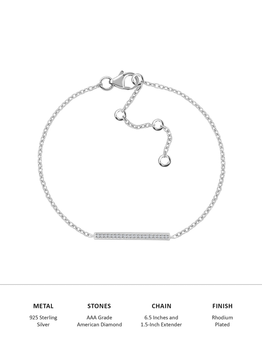 American Diamond Trendy Silver Bracelet For Women