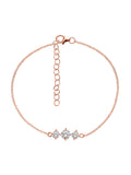 Three Solitaire American Diamond Rose Gold Plated Silver Bracelet-2