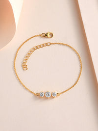 Yellow Gold Plated Diamond Look Solitaire Bracelet