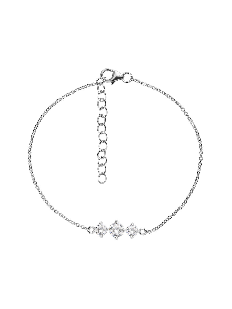 THREE STONE AMERICAN DIAMOND SILVER BRACELET FOR WOMEN-2