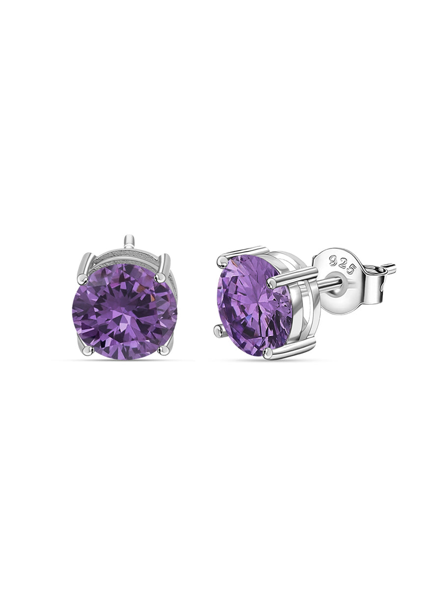 2 Carat Amethyst Studs Earrings For Women