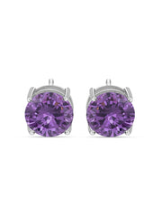 2 Carat Amethyst Studs Earrings For Women