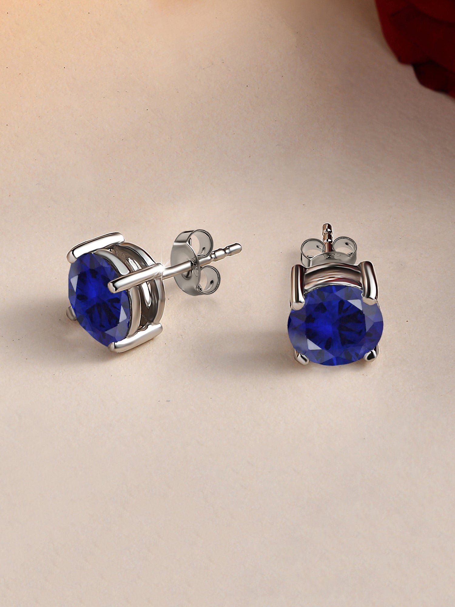 2 Carat Blue Sapphire Stud Earrings-1